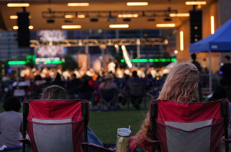 people watching a concert in a park